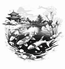 Koi Fish Pond LIMITED-EDITION Custom Flash or Temporary Tattoos
